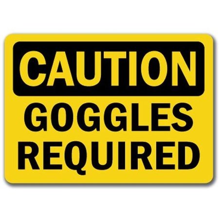 SIGNMISSION Caution Sign-Goggles Required-10in x 14in OSHA Safety Sign, 10" L, 14" H, CS-Goggles Required CS-Goggles Required